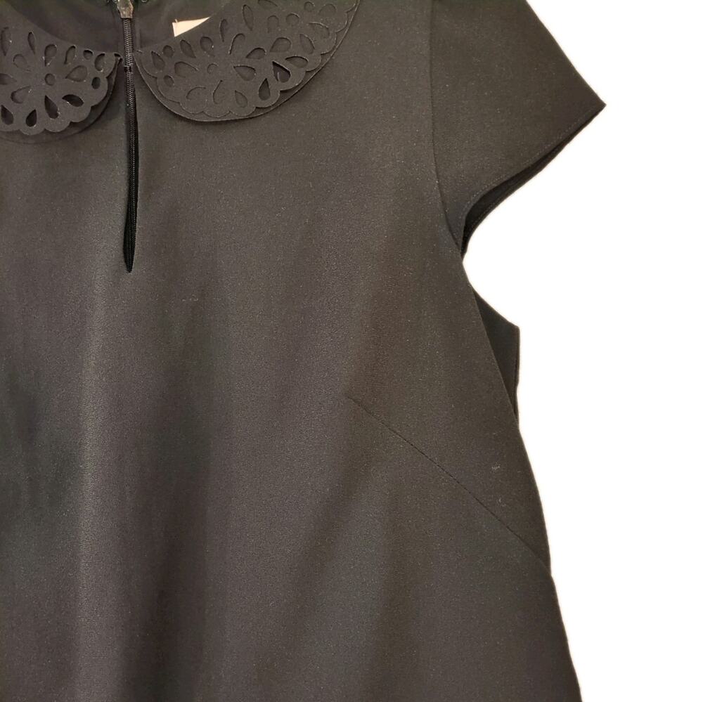 LOFT Black Dress Size 6 Peter Pan Collar Short Sleeve A‑Line Keyhole Minimalist